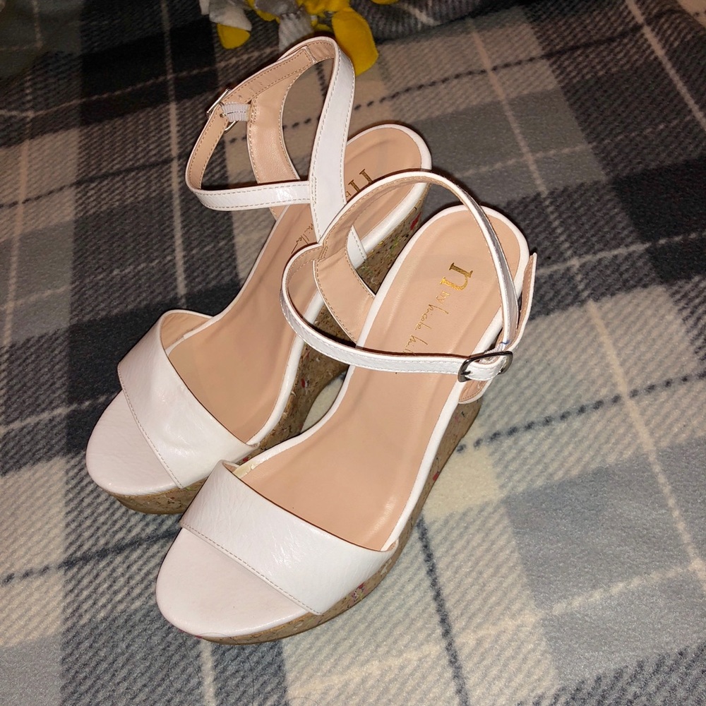 White strap heels/wedges